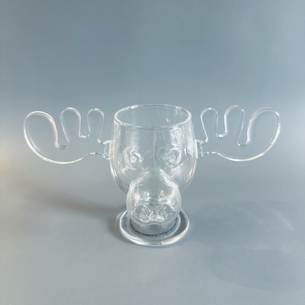National Lampoon's Glass Moose Mug Christmas Vacation Moose Reindeer Head Clear - Picture 14 of 14